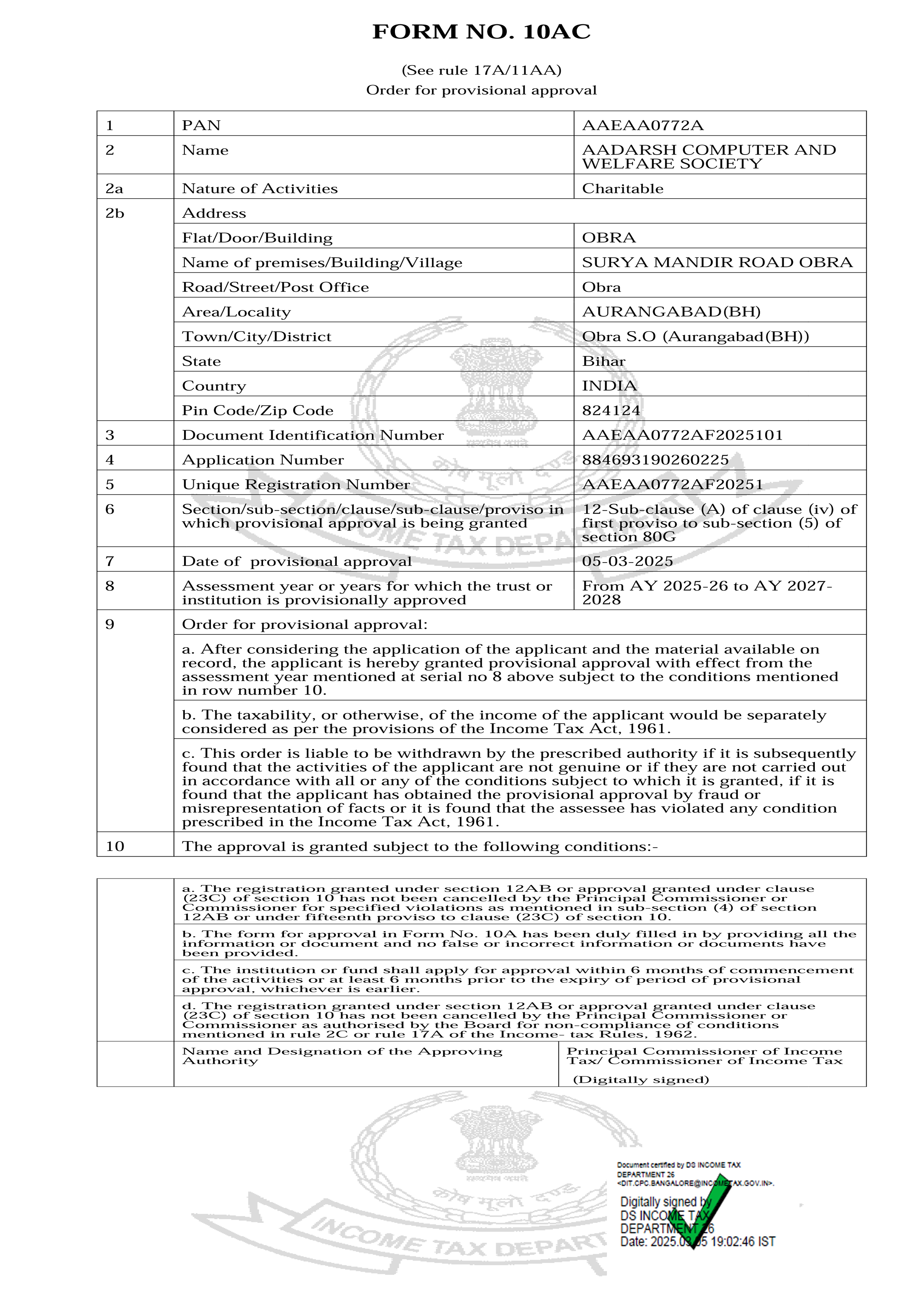 INCOME TAX 80G